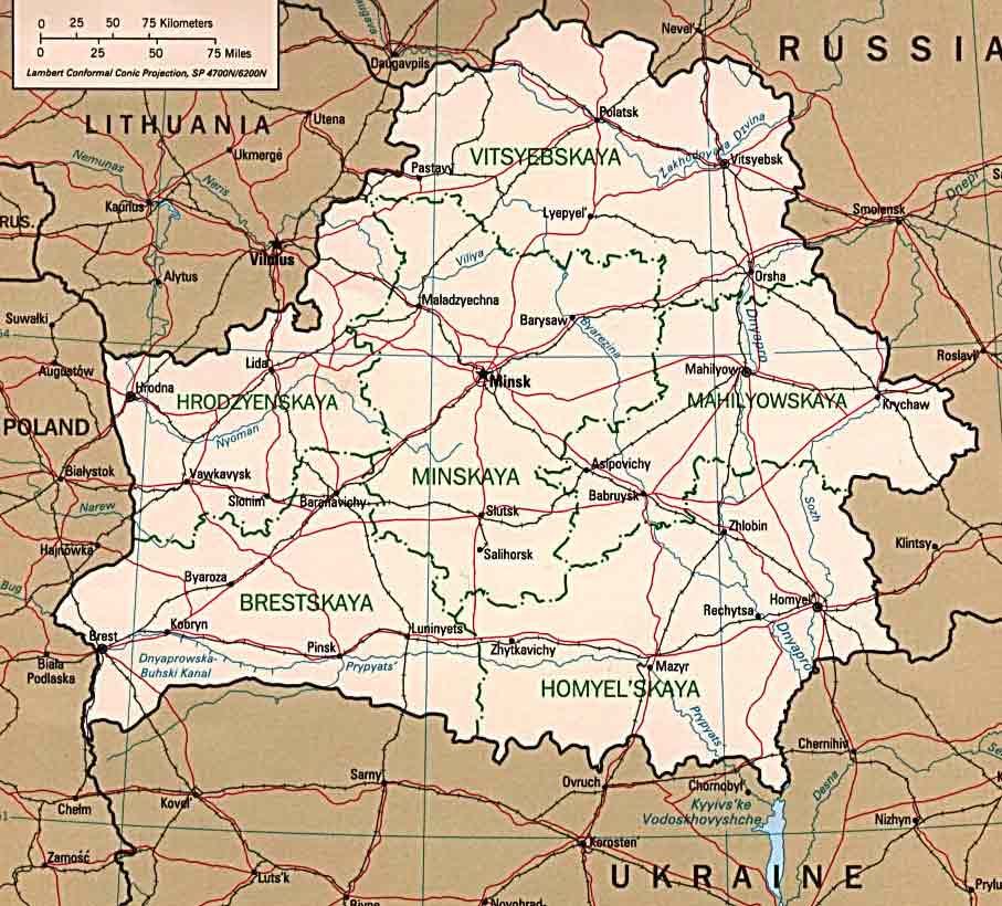 Bielorussie villes carte